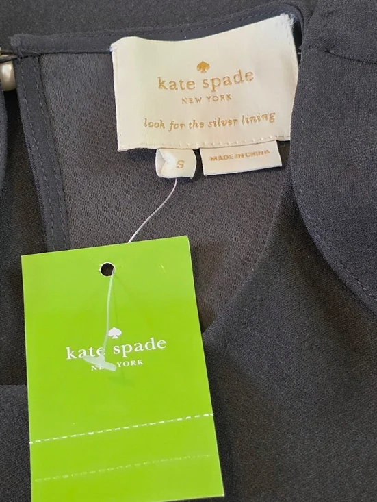 Kate Spade New York Black Cold Shoulder Crepe Shift Dress Size S - Picture 9 of 11